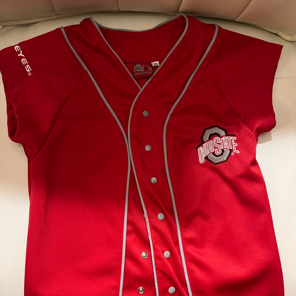 Youth Red Ohio State Button-Up Jersey